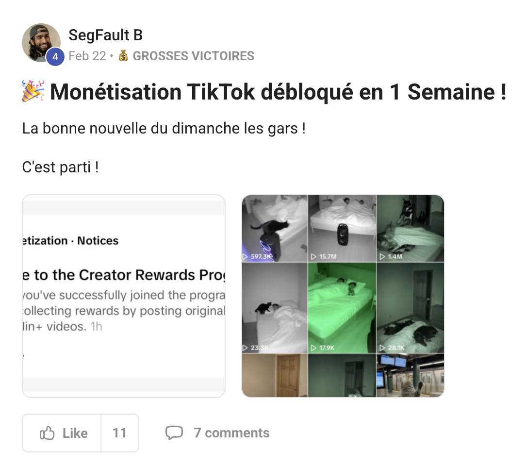 SegFault B - Monetisation TikTok - Grosse Victoire Digital Circle