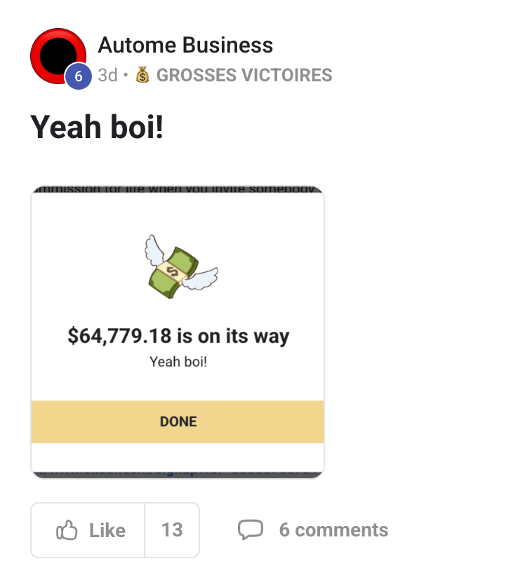 Autome Business - 64779 dollars - Grosse Victoire Digital Circle