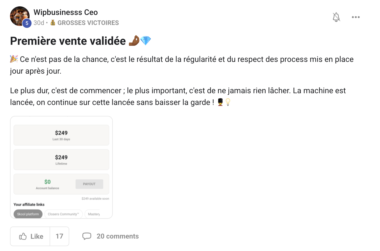 Wipbusinesss Ceo - Premiere vente 249 dollars - Grosse Victoire Digital Circle