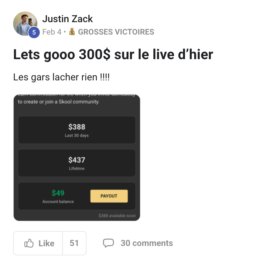 Justin Zack - 300 dollars live - Grosse Victoire Digital Circle